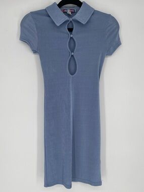 Urban Outfitters Slate Blue Stretchy Body Con Dress W/ Keyhole Cutouts